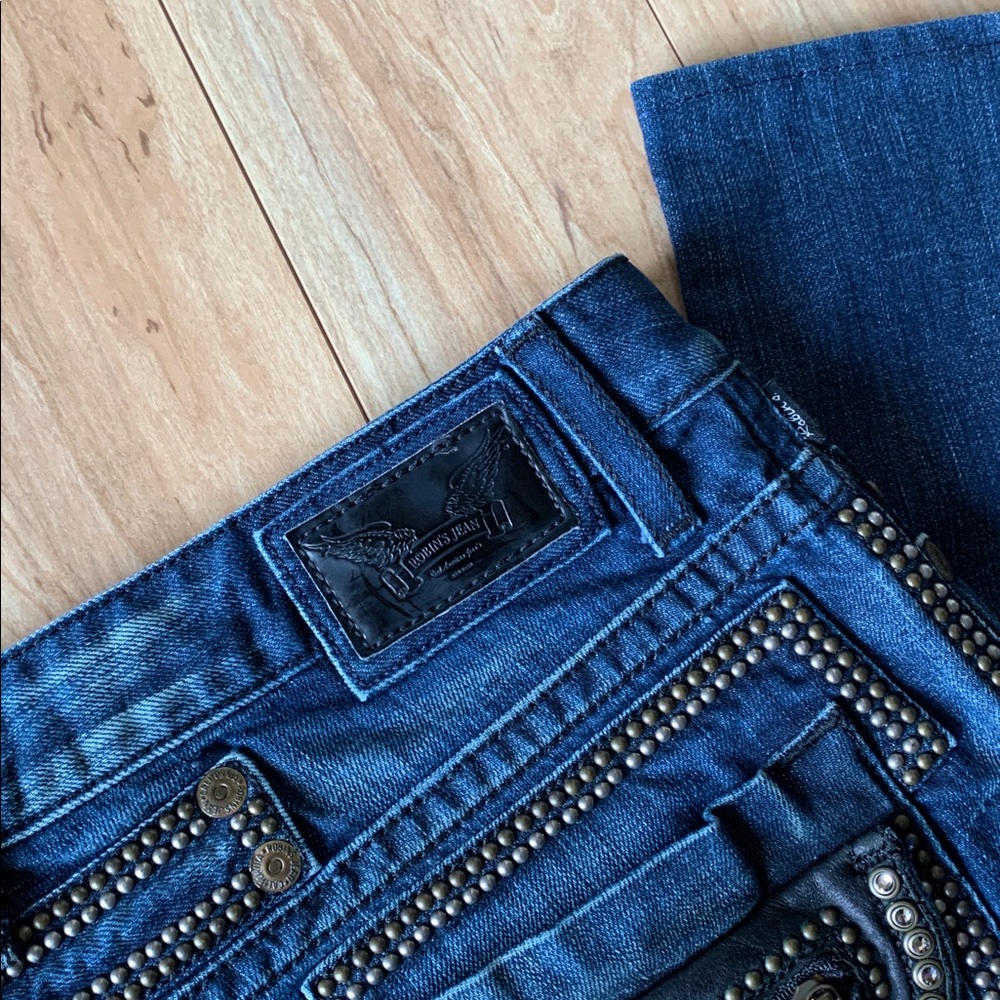 Robin's Jean Dark Blue Bootcut Jeans with Stud Accents - Picture 13 of 16
